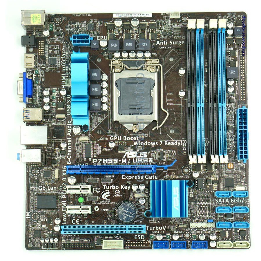(Intel Socket 1156) Asus / MSI H55 ATX Gaming Motherboard (4 RAM slots