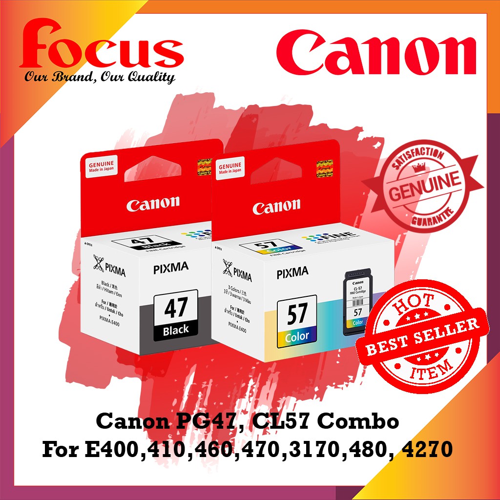 CANON PG47 BLACK CL57 COLOR CL57S COLOR E400/410/460