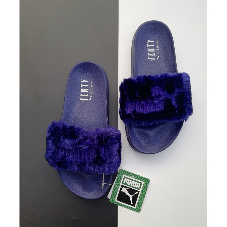 blue fenty slides