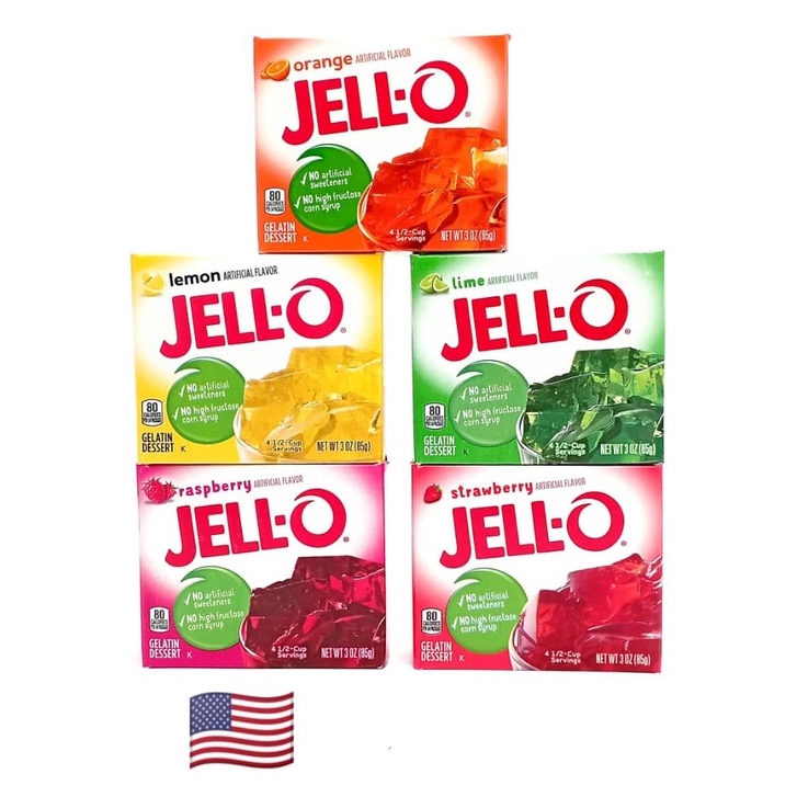 Jell-O/Jello Assorted Gelatin Dessert Mix imported from USA Raspberry / Strawberry / Lemon / Lime / Orange