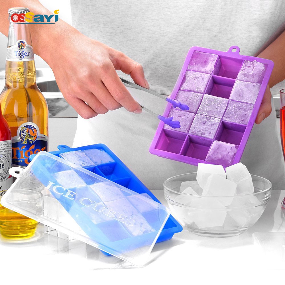 Large Silicone Ice Cube Trays with Lid Ice Jelly Maker Molds for Whisky Cocktail Cola