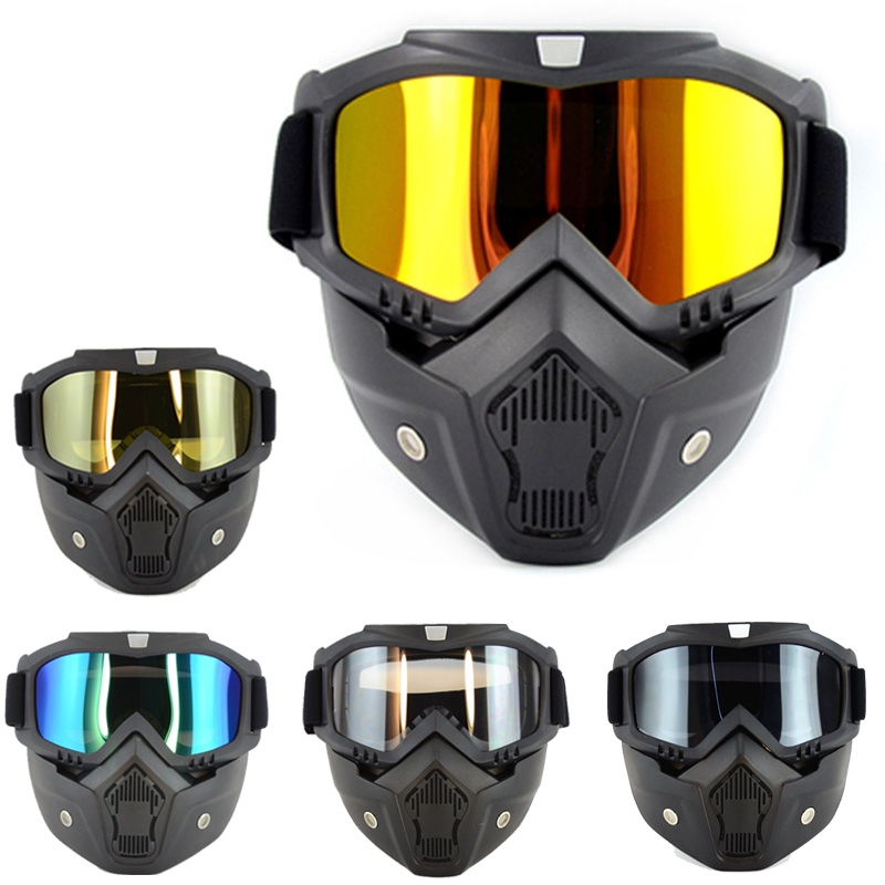 Motorcycle Goggles Removable Mask Open Face Helmet Detachable Windproof Motocross Eyewear 5 Colors