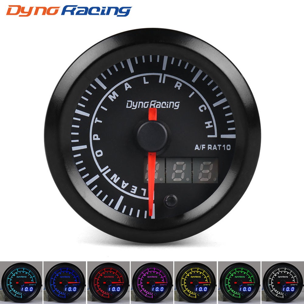 Dynoracing 52mm Dual Display Air fuel ratio gauge 7 colors Led Air fuel