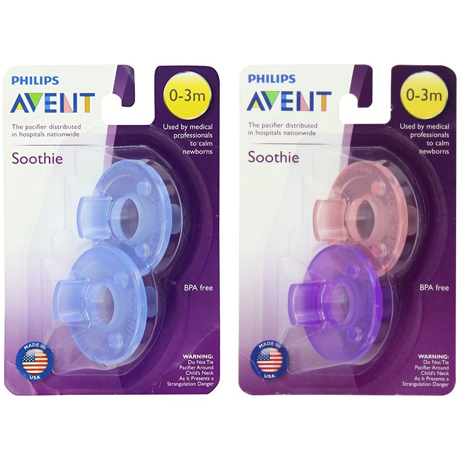 Philips AVENT Soothie Pacifier, 0-3 Months, 2-Pieces (Boy/Girl