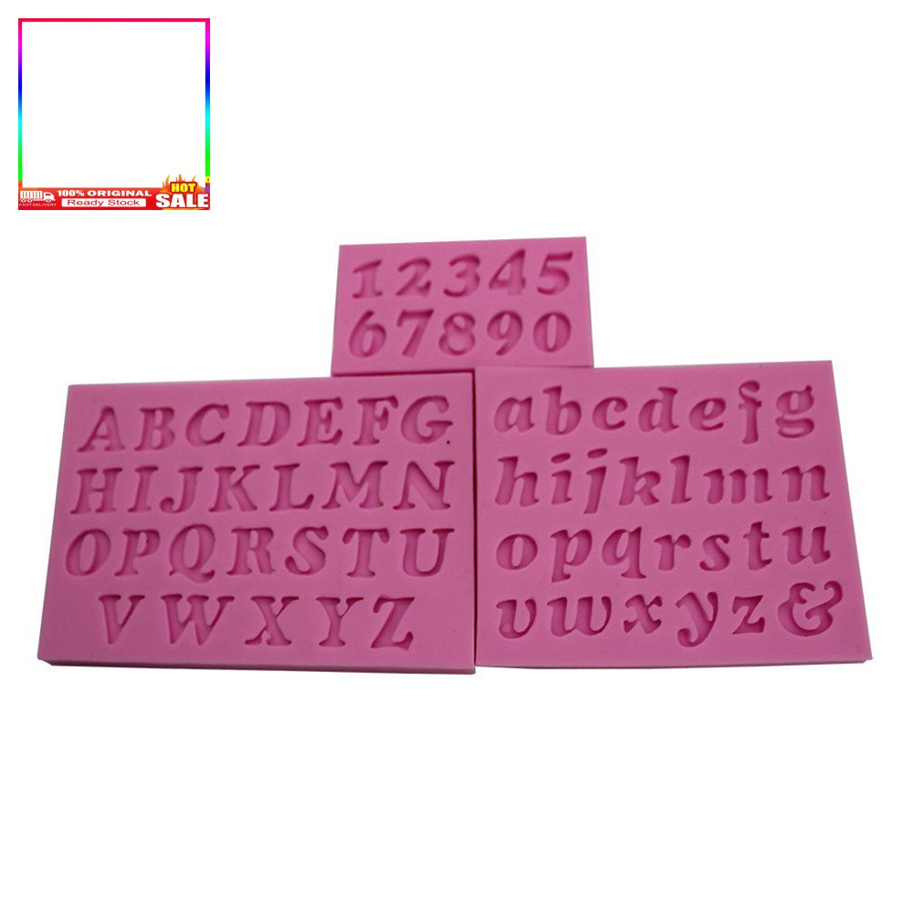 3pcs DIY Letter Number Silicone Mould Handmade Fondant Cakes Decorating