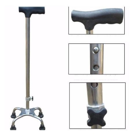 4 pointed Stainless Steel Walking Stick Adjustable Walking Stick Tongkat Kaki Empat Boleh Laras Tongkat Jalan Pesakit