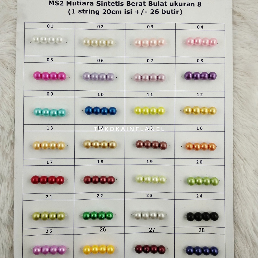 Ms2 Round Synthetic Pearls Size 8 1 String 20cm Contents +/ 26 Beads