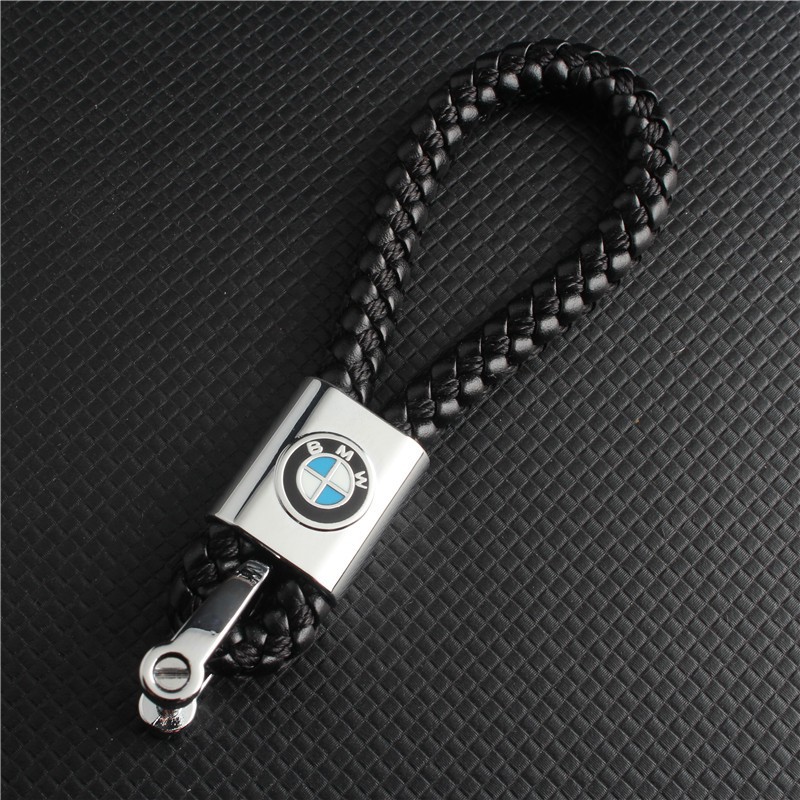 Pink Haofeng Genuine Leather Keychain for BMW Key Chain Car Logo Key Chain Accessories Keyring with Logo 