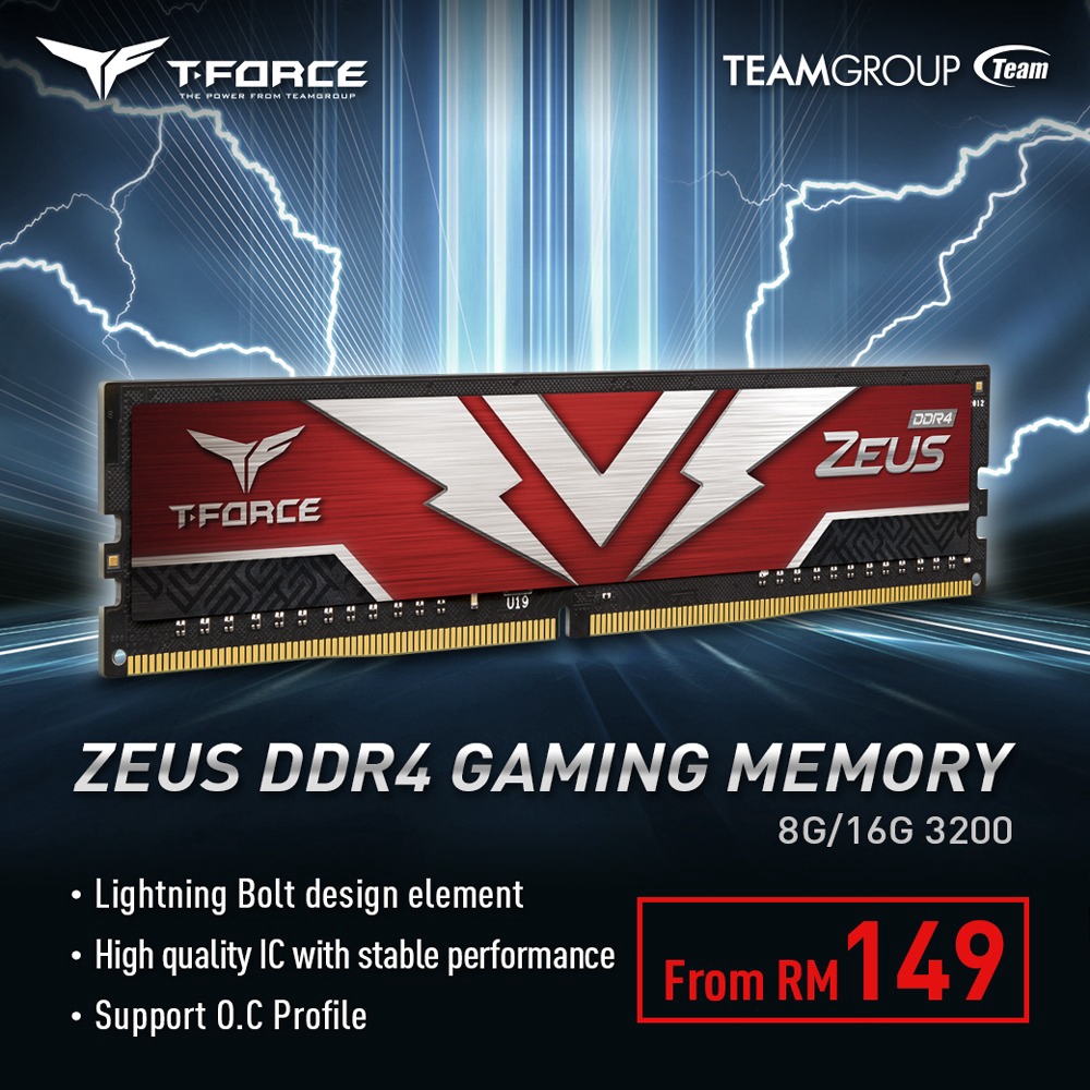 TeamGroup T-Force Zeus DDR4 3200Mhz DIMM Desktop Memory / Ram