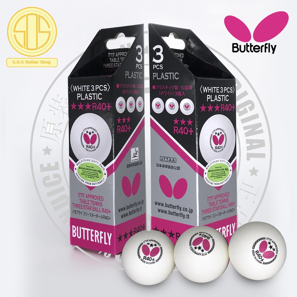 Butterfly R40+ Table Tennis ThreeStar Ball ITTF Approved (3 pcs/Tube