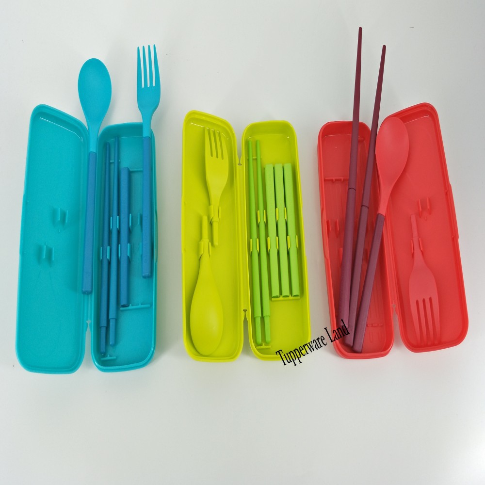 Tupperware Portable Cutlery Set (1) Red/Green/Blue ...