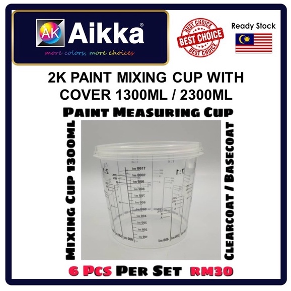 2K PAINT MIXING CUP with cover 1300ML / 2300ML/ Mixing Measuring Cup