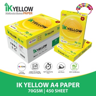 IK YELLOW A4 Paper 70GSM 450's /Kertas Fotostat / Kertas Putih / Kertas