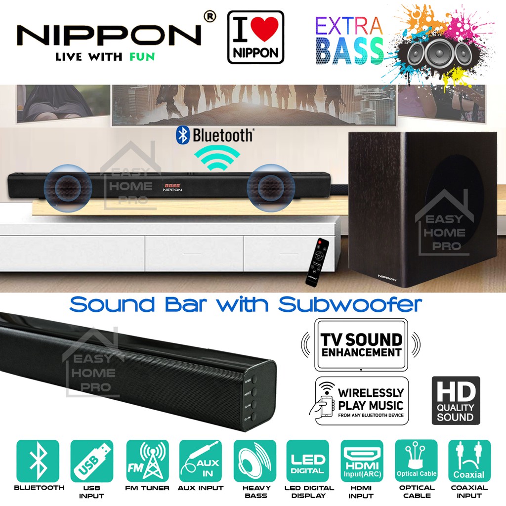 Nippon NSB-SW420TUB TV Soundbar Sound bar Home Theater Wired/Wireless Bluetooth Speaker USB/FM/Bluetooth/HDMI/OPTICAL IN