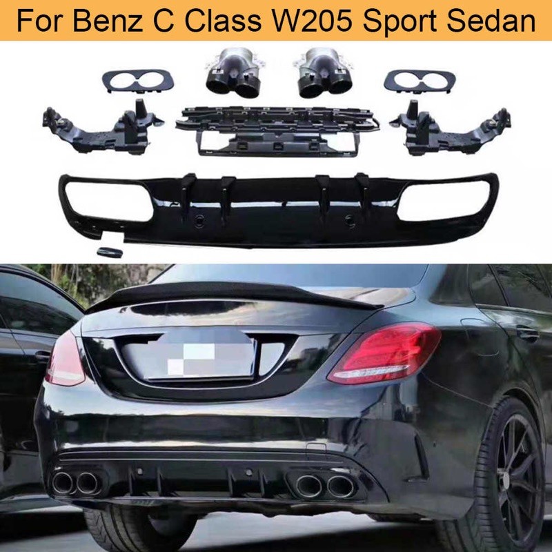 Mercedes W205 C43 rear bumper diffuser | Shopee Malaysia