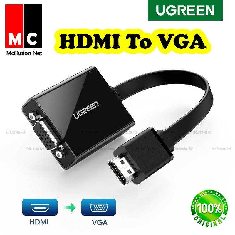 UGREEN Active HDMI to VGA Adapter Converter with Audio Jack (3.5mm) Shopee Malaysia