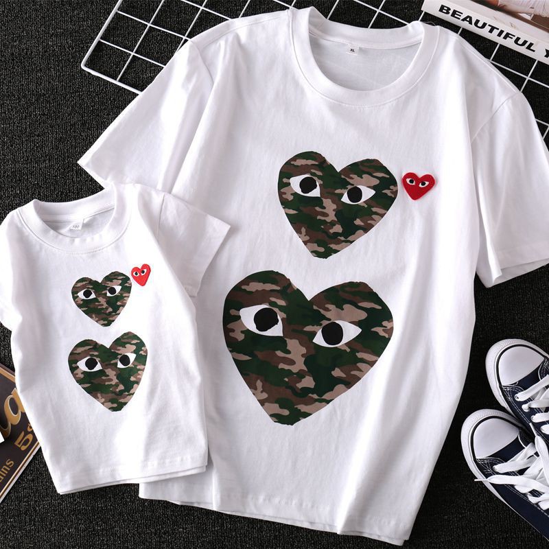 cdg camo heart t shirt