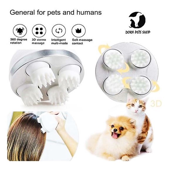 🌈 Pets Head Massager Electric Silicone Scalp Massager Portable Household USB Mini Three-Speed Electric Dragon Claw Hand