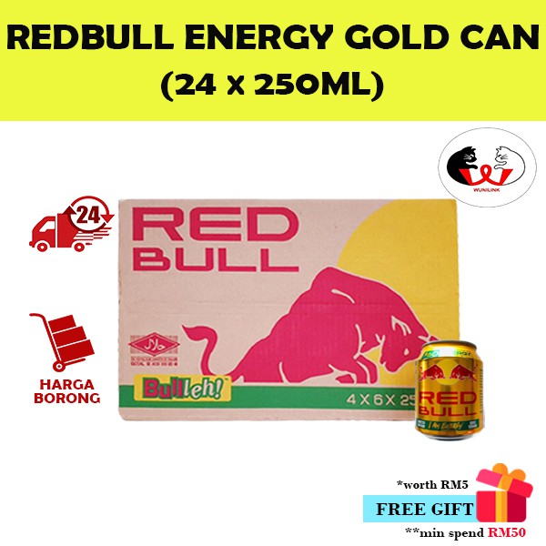 [SHIP WITHIN 24 HOURS] Redbull Energy Drink Gold Can 250ML (24 X 250ML)