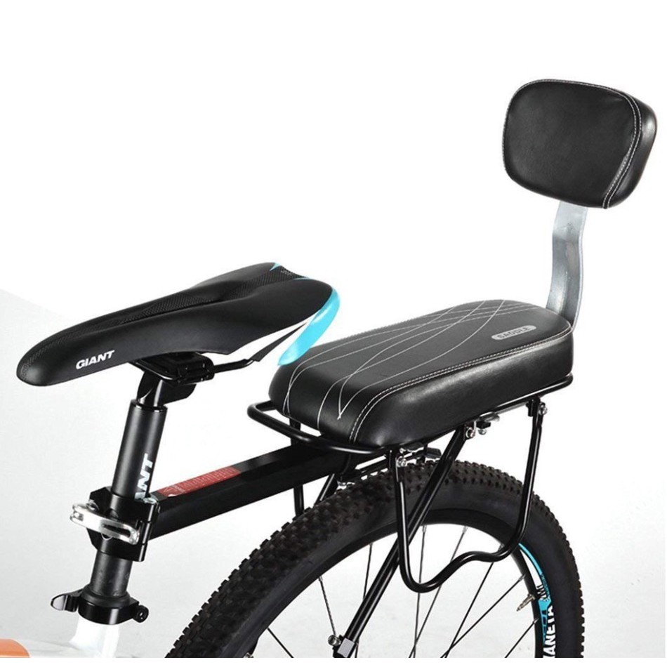 Lixada Bicycle Back Seat Cycling Bike Bicycle MTB PU Leather Soft Cushion Rear Rack Seat Children Seat with Back Rest 