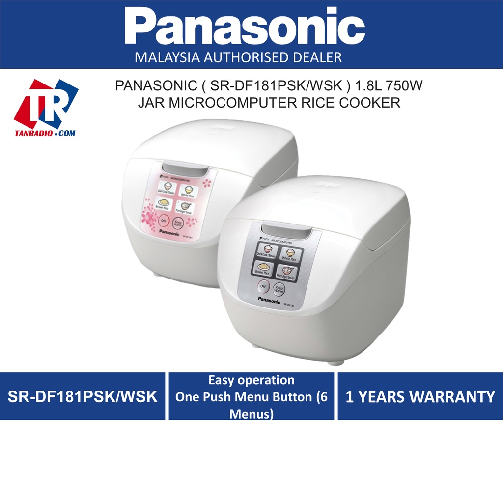 PANASONIC ( SR-DF181PSK/WSK ) 1.8L 750W JAR MICROCOMPUTER RICE COOKER ...