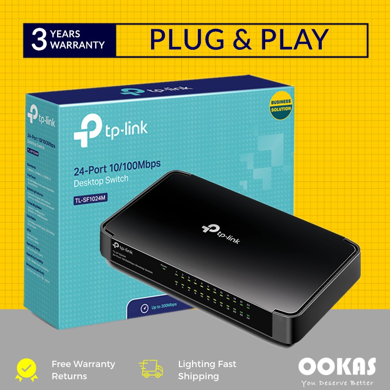 TPLINK 24 Port 10 /100 Mbps Desktop Switch Plug & Play TLSF1024M