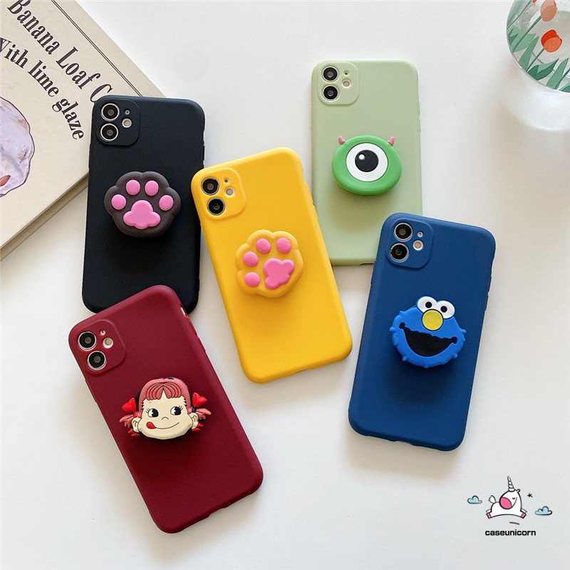 Case Iphone 12 Pro Max Iphone 11 6 6s 7 8plus X Xr Xs Max Popsocket Cases Candy Macaron Colors Soft Silicone Case With Cartoon Stand Holder Shopee Malaysia