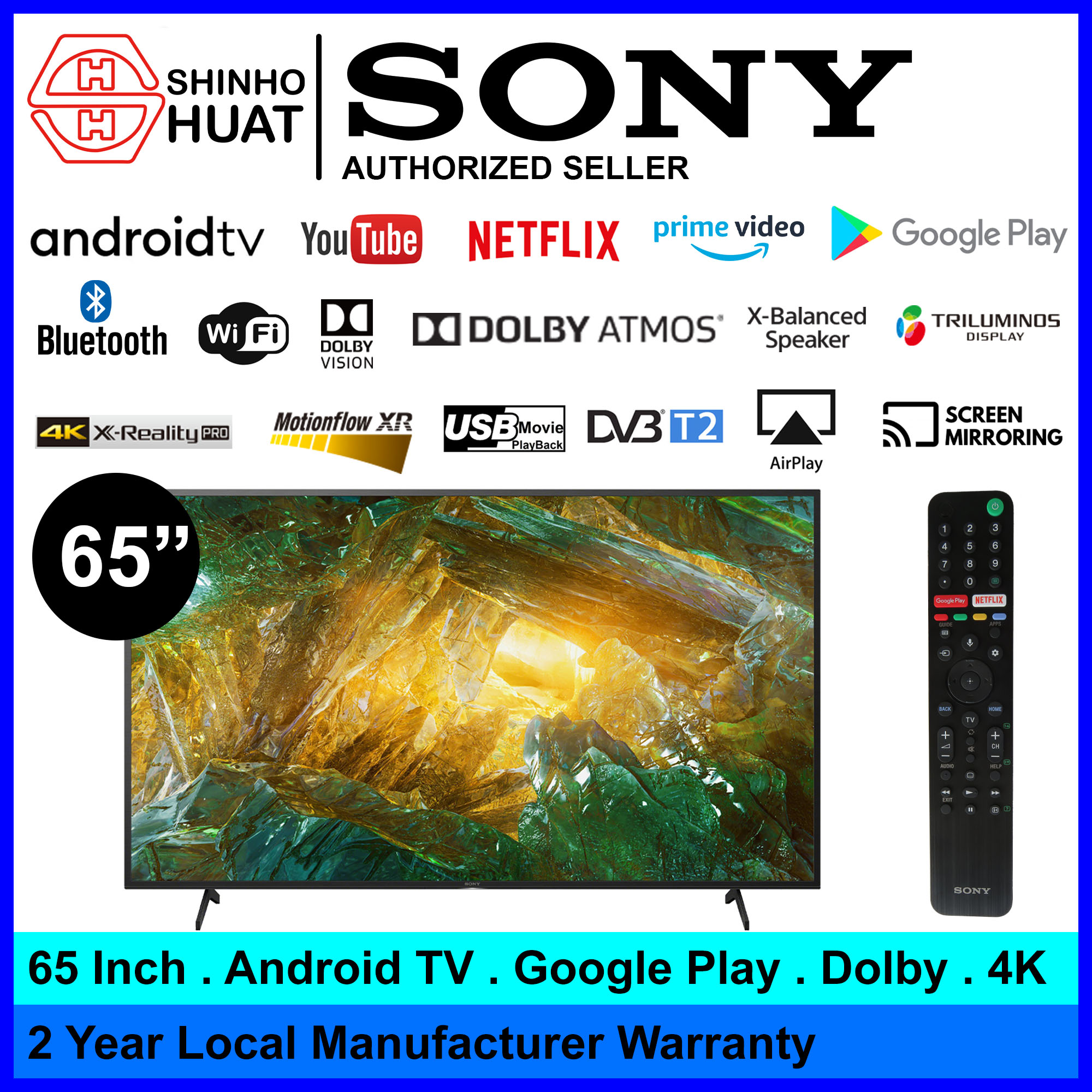 Sony 65 Inch 4k Sony 65 Inch 4k Uhd Smart Tv Android Tv Kd 65x8000h X80h Mytv Google Play Store Netflix Youtube Shopee Malaysia