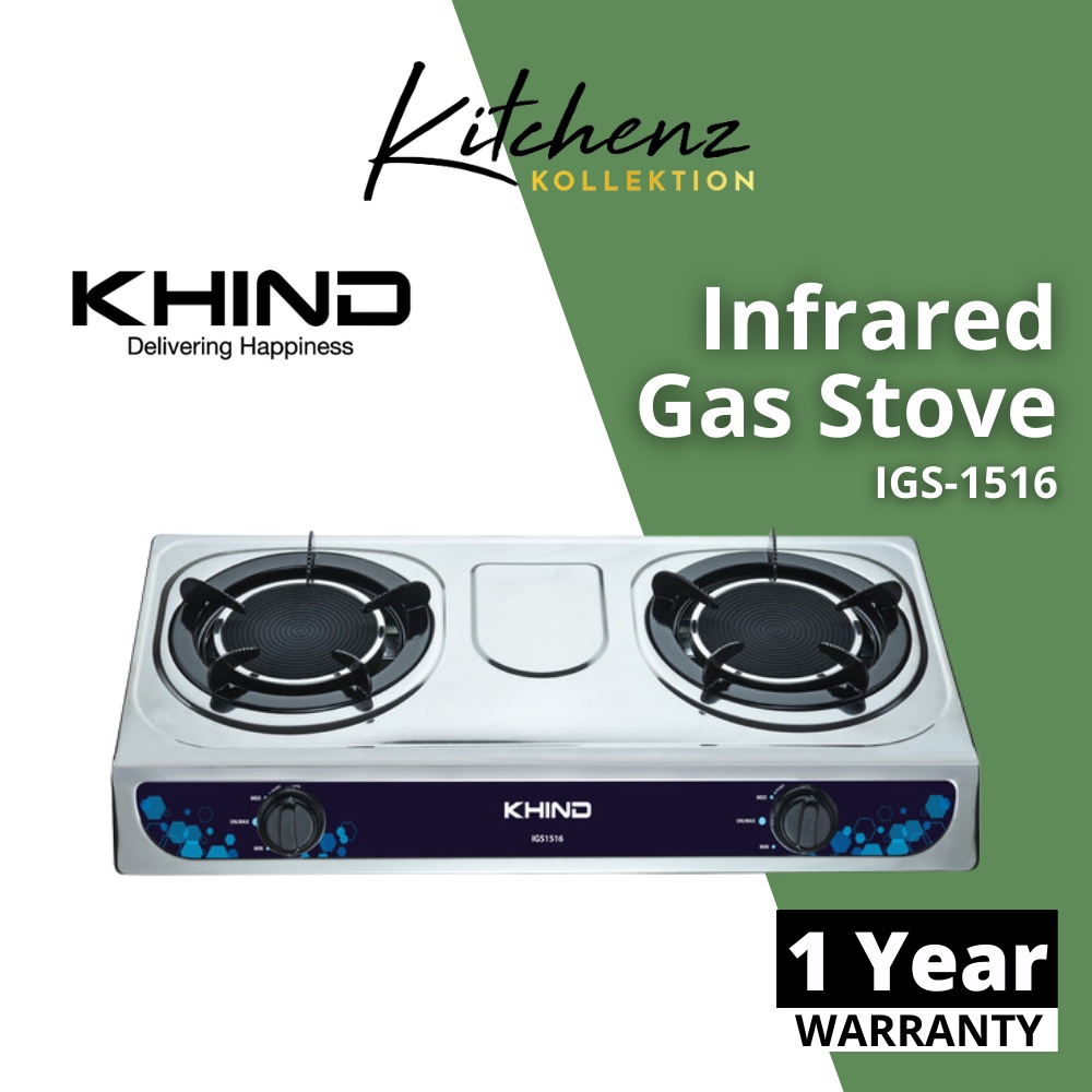 Khind Gas Stove 2 Burners Infrared Burner IGS1516 Shopee Malaysia