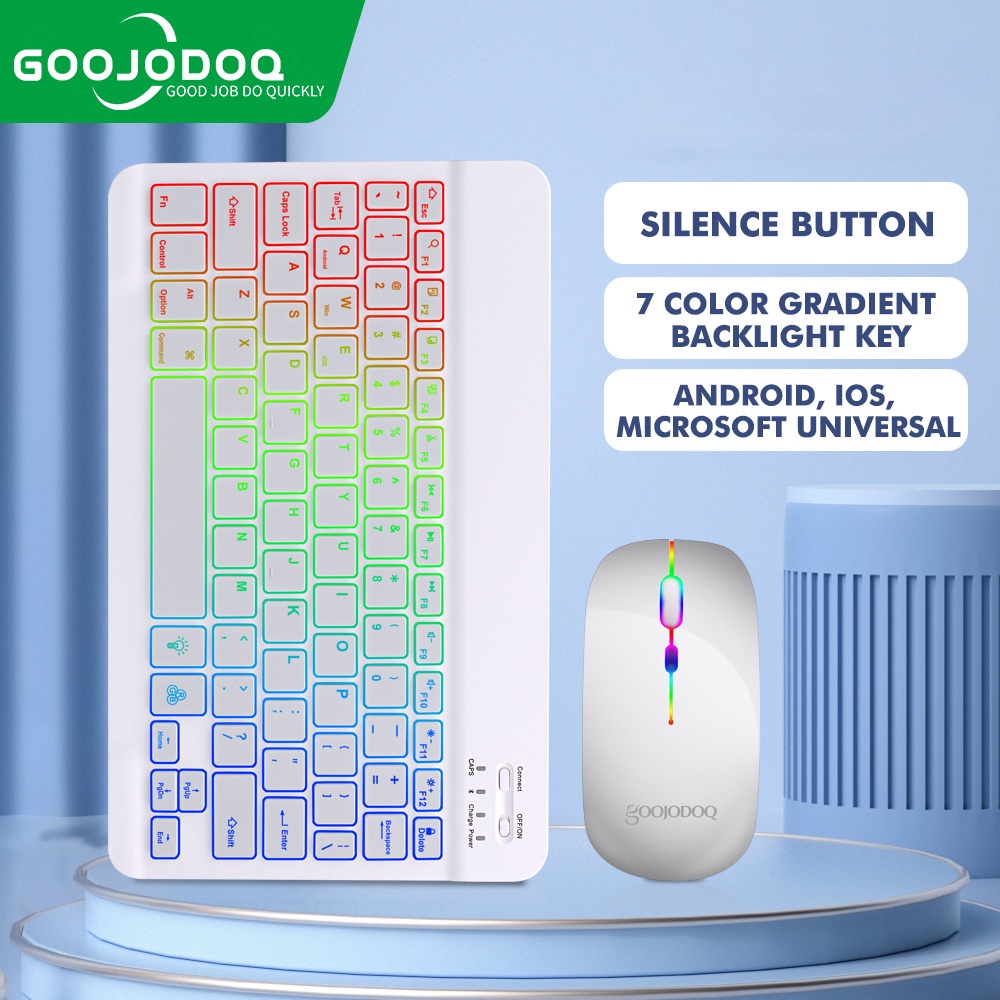 GOOJODOQ Wireless Slim Backlit Bluetooth Keyboard & Mouse (10")