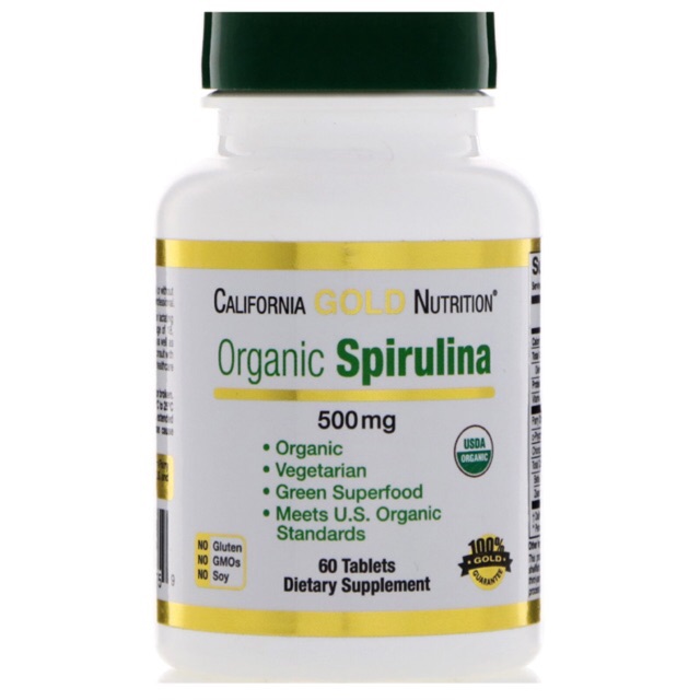 SPIRULINA, USDA ORGANIC (California Gold Nutrition, Vegetarian,500mg,60