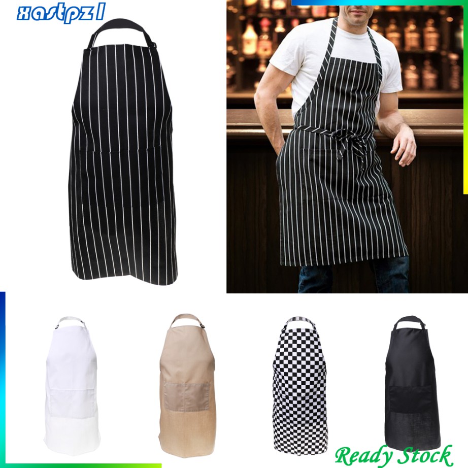 [ 2 Pieces Professional Stripe Apron & Elasticated Back Cap,Baker Chef Set