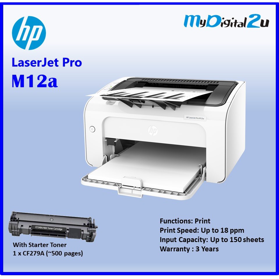 Hp Laserjet Pro M12a Black And White Laser Printer Shopee Malaysia