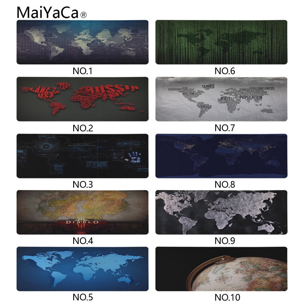 10 Pc World Map Designs Large Locked Edge Gaming Mouse Pad Speed