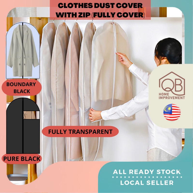 QB Clothes Dust Cover Transparent Dust Bag Hanging Cloth Pocket