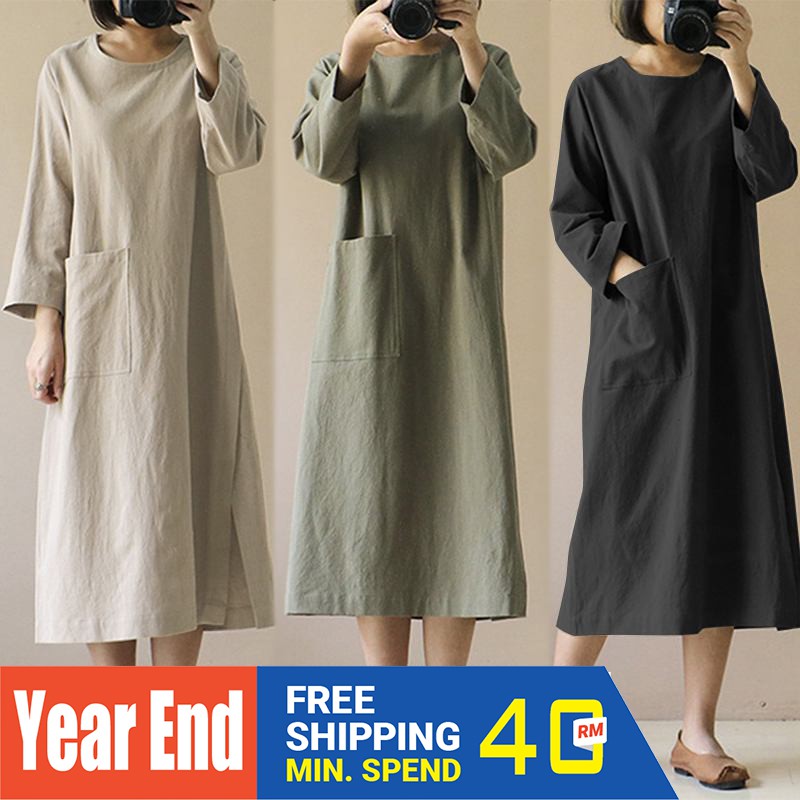 long loose cotton dresses