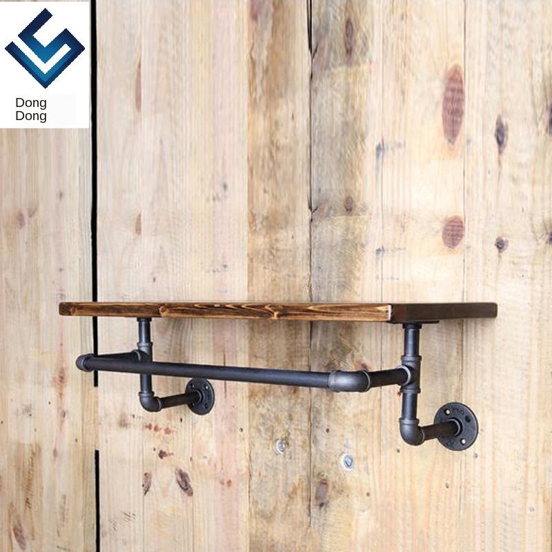 Retro Do Old Industrial Iron Water Pipe Shelf Wall Rack Shoe Rack Wall Solid Wood Shelf Hanger Shopee Malaysia