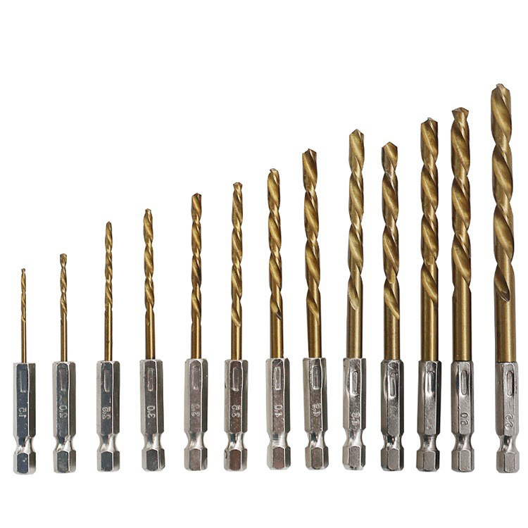 ❤HSS Titanium Auger Bits Titanium Coated Drill Bit Hex Shank 1.5-6.5mm 1/4".UK