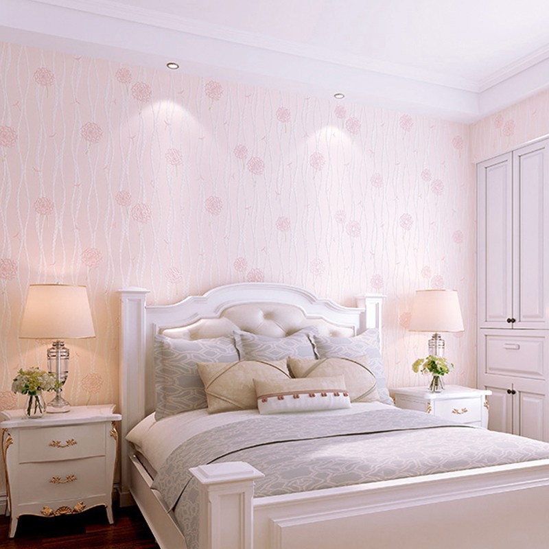 Korean Garden Bedroom Wallpaper Warm Romantic Pink 3d Non Woven Girl Wedding Roo