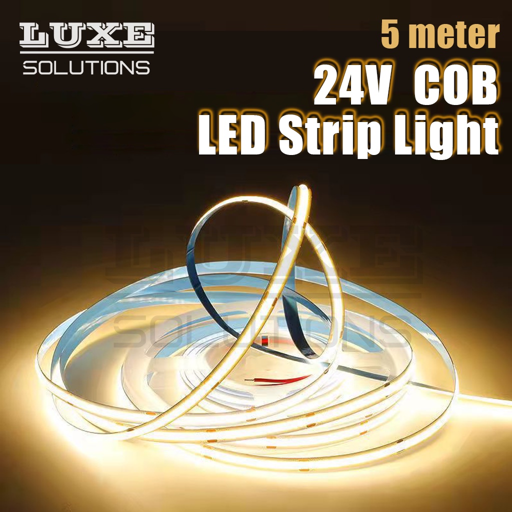 🔥ready Stock🔥 Cob Led Strip Uniline 5 Meter With 320252 Leds 24v Dc Ultra Bright Flexible 