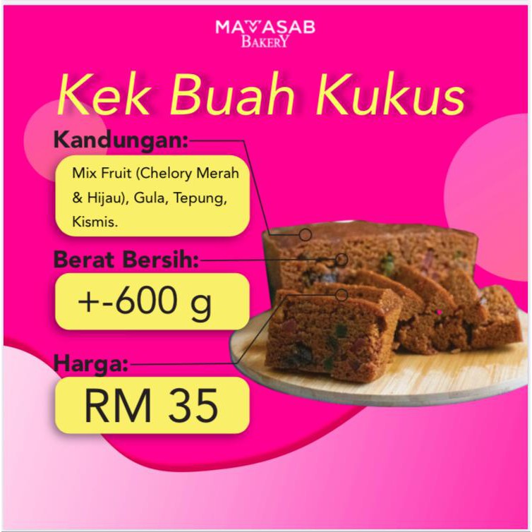 harga kek buah kukus