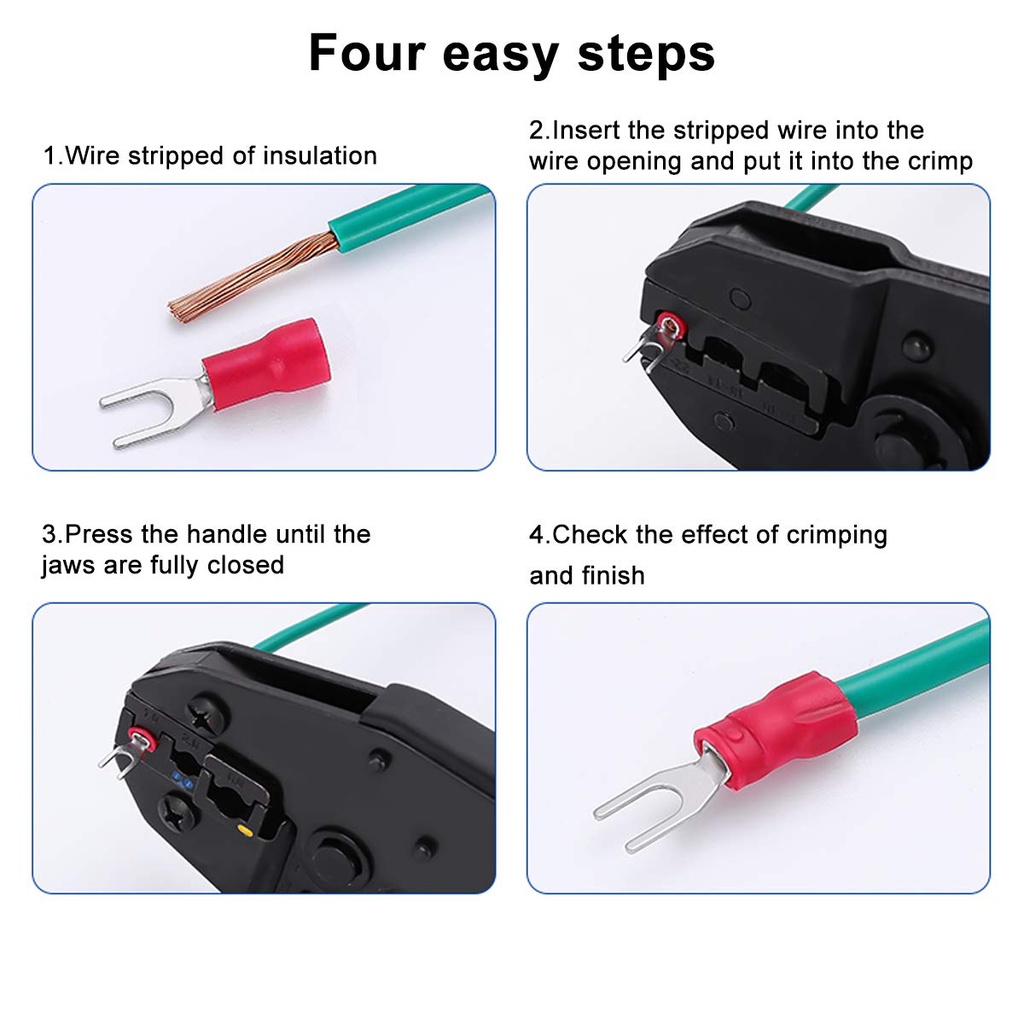 100pcs BLACK FORK SPADE TERMINAL 14-12 1/4 VINYL INSULATED CRIMP WIRE CONNE...