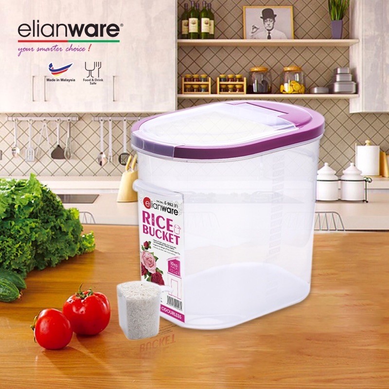 Elianware 10kg Space-Saving Bekas Beras Rice Dispenser Storage