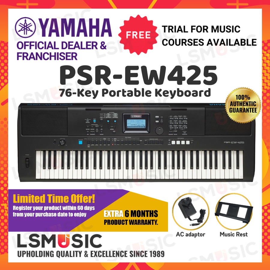 Yamaha PSREW425 76 Key Portable Keyboard Touch Sensitive Electronic