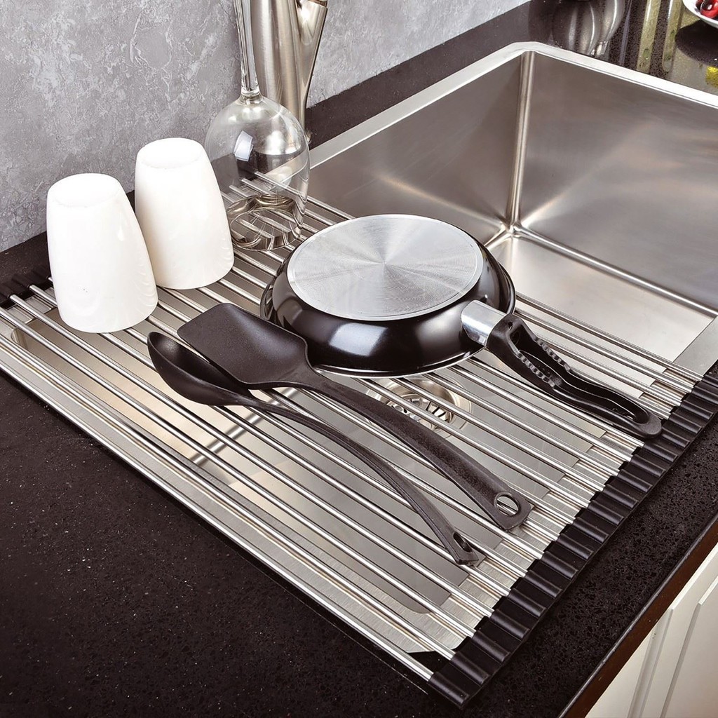 Roll-Up Dish Drying Rack 304 Stainless Steel Silicone
