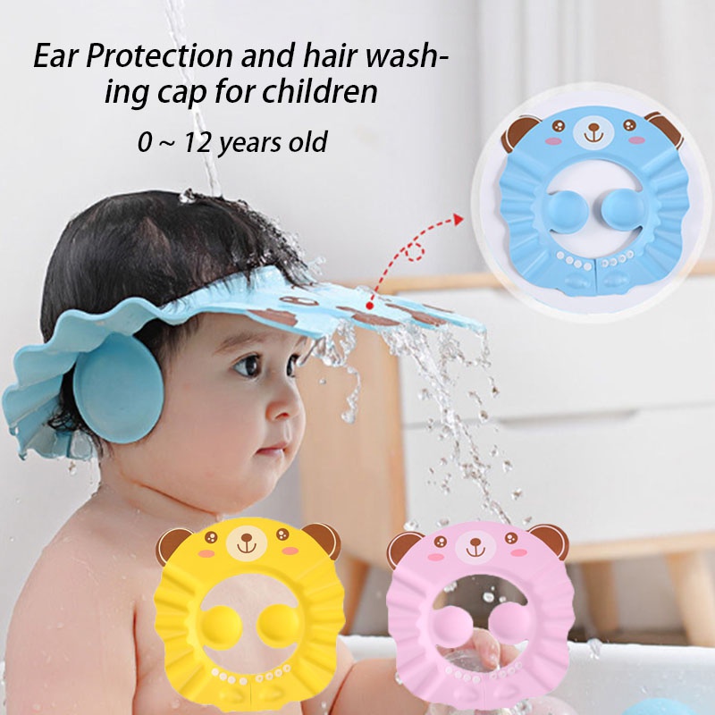 Adjustable Baby Child Kids Shampoo Bath Shower Cap Hat Wash Hair Shield |  Shopee Malaysia