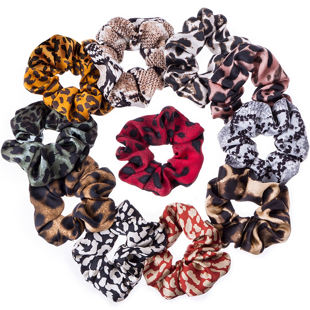 Fashion Elastic Chiffon Scrunchie Ponytail Holder Leopard Snake