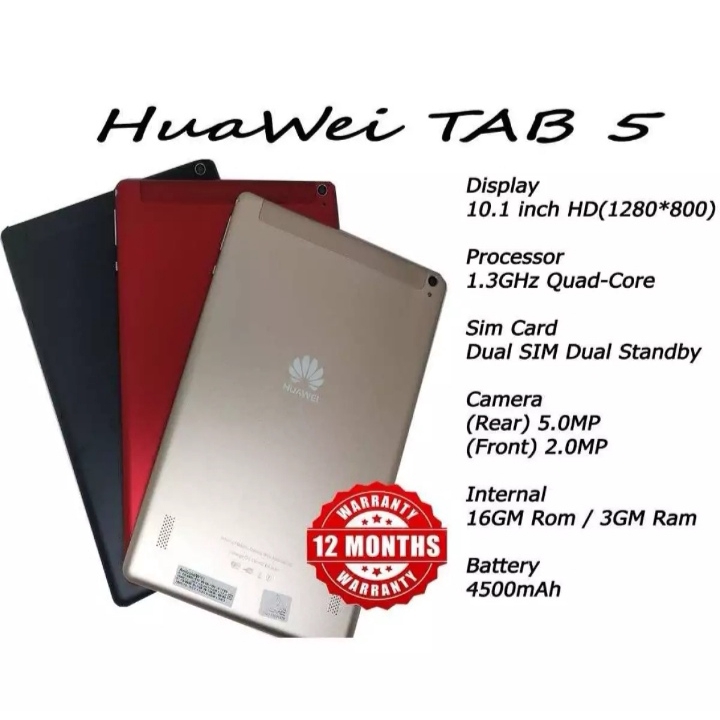 4g Lte Huawei Tab 5 10 1 Inch 4gb 64gb Dual Sim Tablet Shopee Malaysia