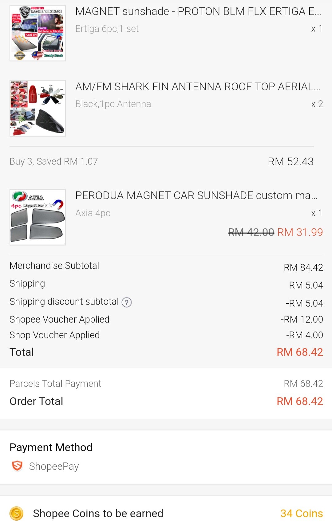 AM/FM SHARK FIN ANTENNA ROOF TOP AERIAL PROTON PERODUA 