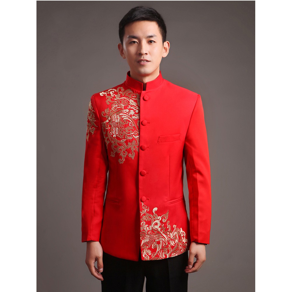 Men/'s Chinese Traditional Collar Single Breasted Suit Coat Jackets Tops Formal